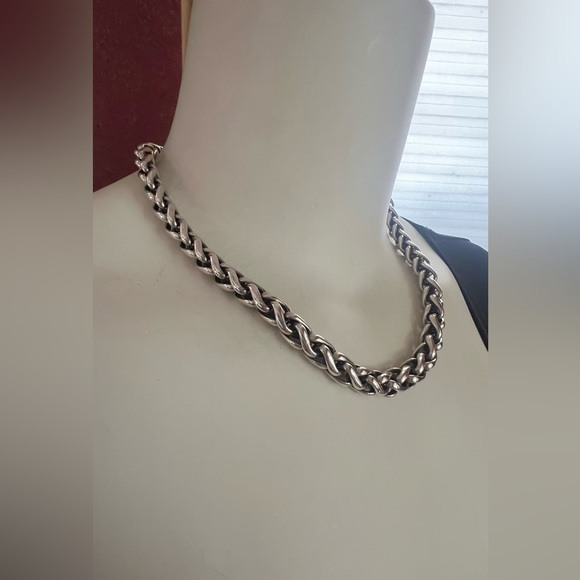 David Yurman Sterling Silver & 14k Gold 8mm Wide Wheat Chain Necklace 18” Long - Picture 3 of 8